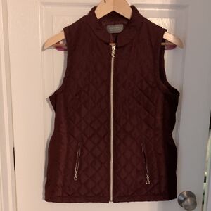 Chaps Quilted Vest - Deep Burgundy